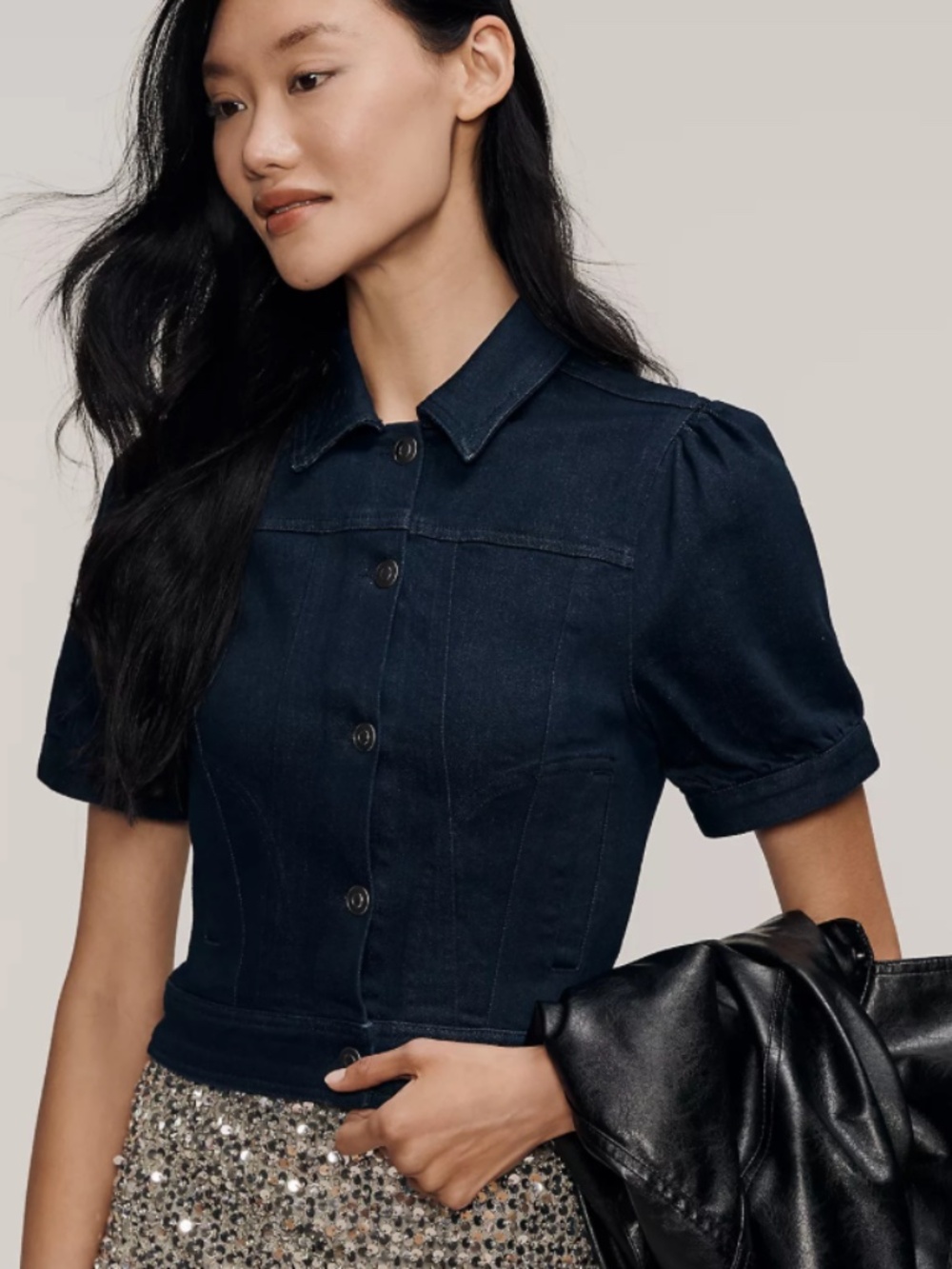 NWT Anthropologie Maeve Denim Puff Sleeve Jacket XXS